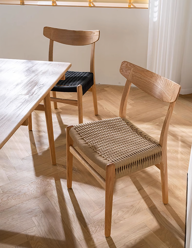 Classic Hans W CH01 Rattan Dining Chair, Light Oak