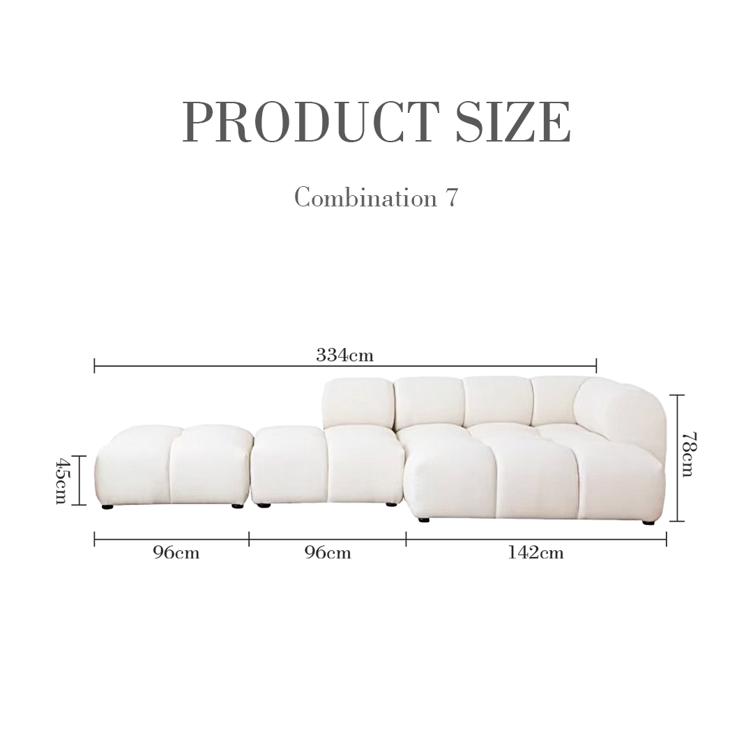 Caius Velvet Three Seater Module Sofa, White Velvet