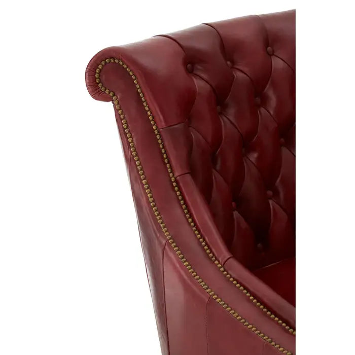 Vienna Red Leather Studded Armchair