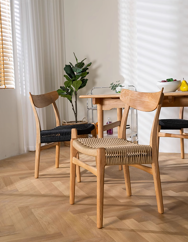 Classic Hans W CH01 Rattan Dining Chair, Light Oak