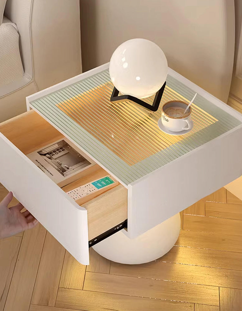 Bartosz Bedside Table With Storage & Light Strip