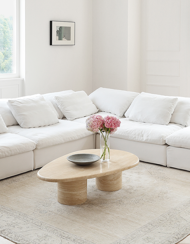Clio Art Deco Coffee Table, Oval, Marble