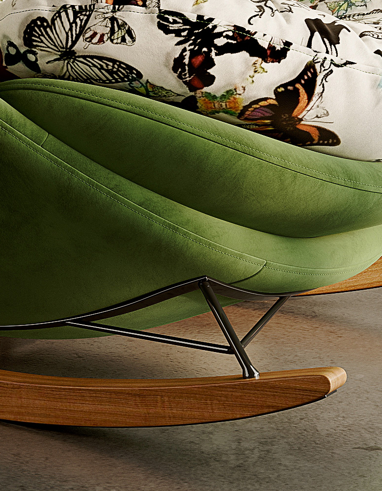 Eowyn Lounge Rocking Armchair, Butterfly Print
