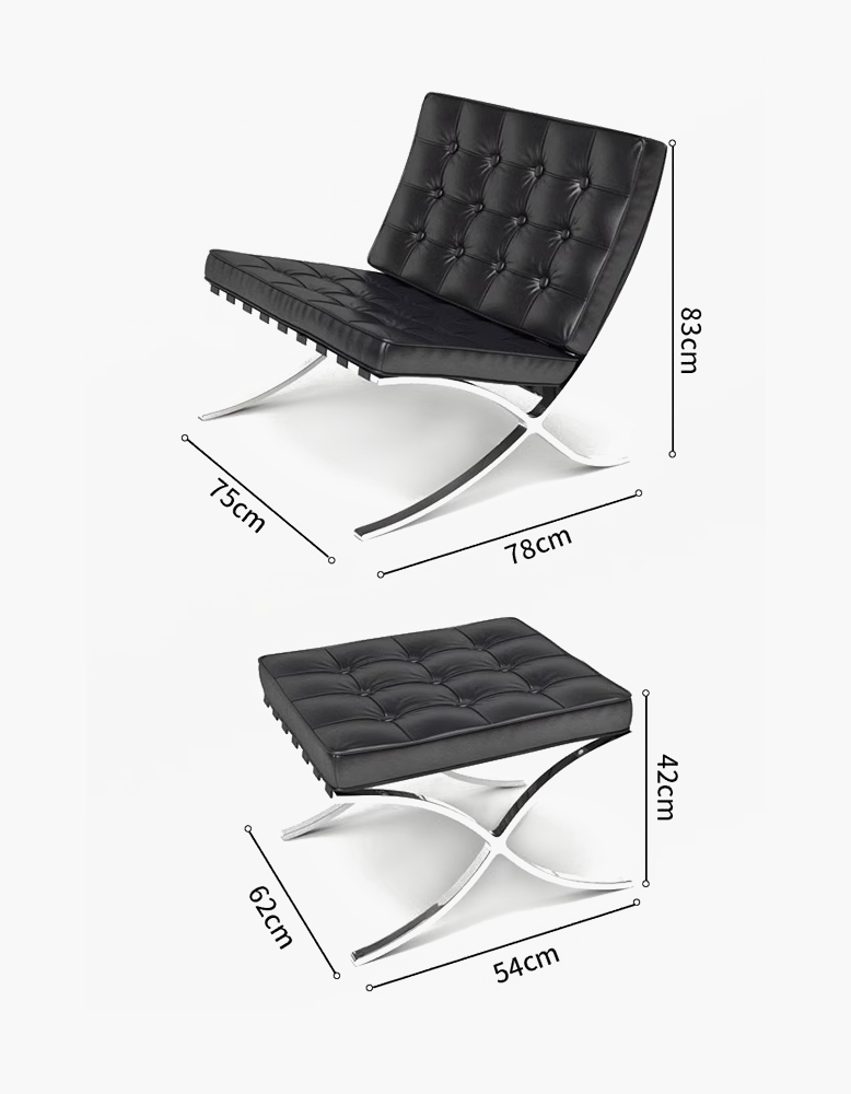 Barcelona Ottoman, Real Leather, White