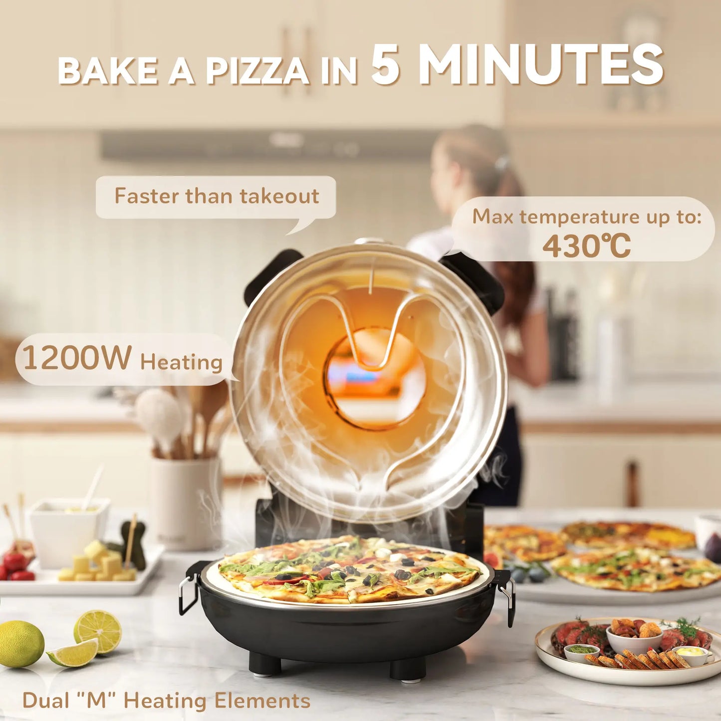 HOMCOM 1200W Electric Pizza Oven