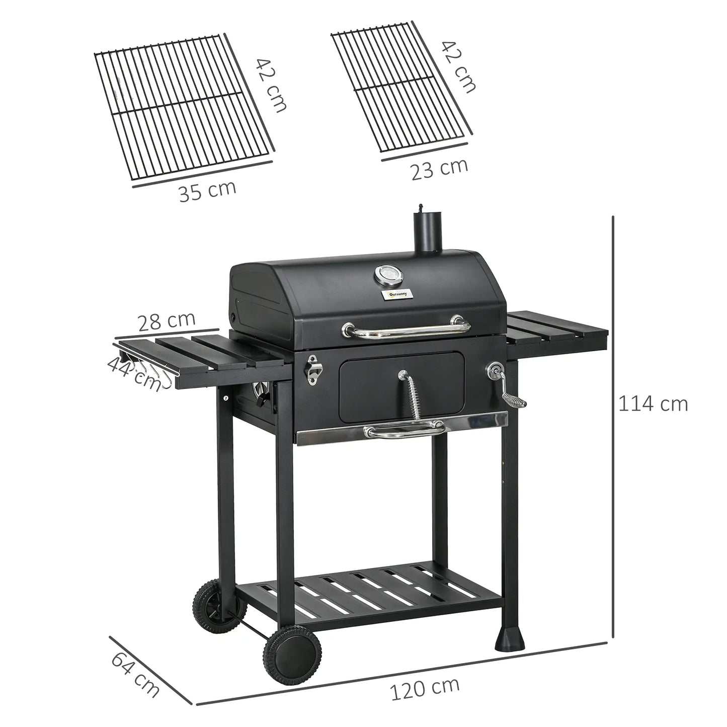 Outsunny Adjustable Charcoal Pan BBQ