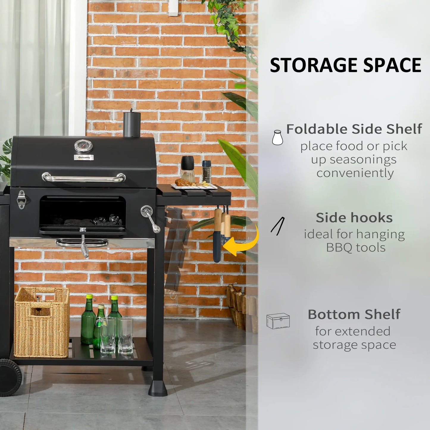 Outsunny Adjustable Charcoal Pan BBQ