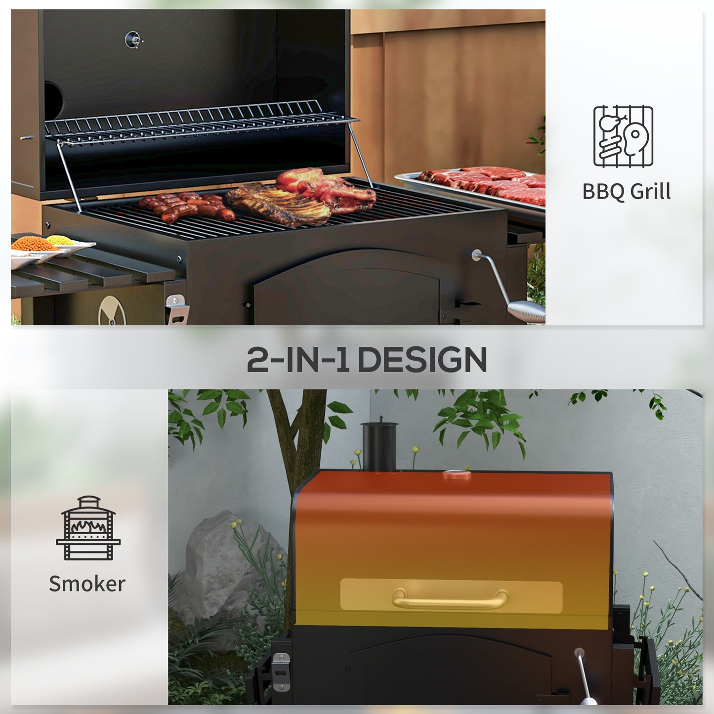 Outsunny Charcoal BBQ Grill and Smoker