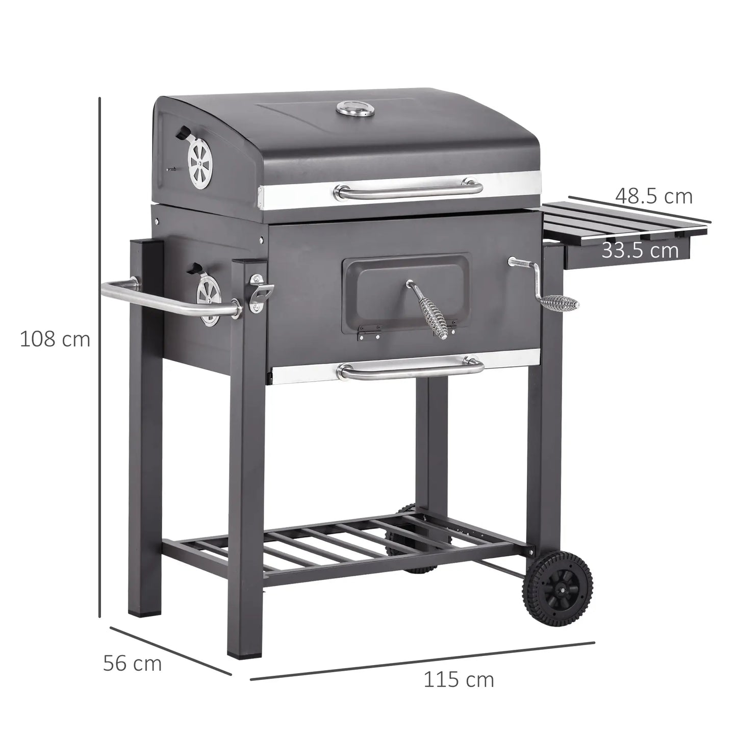 Outsunny Grey Charcoal Grill BBQ