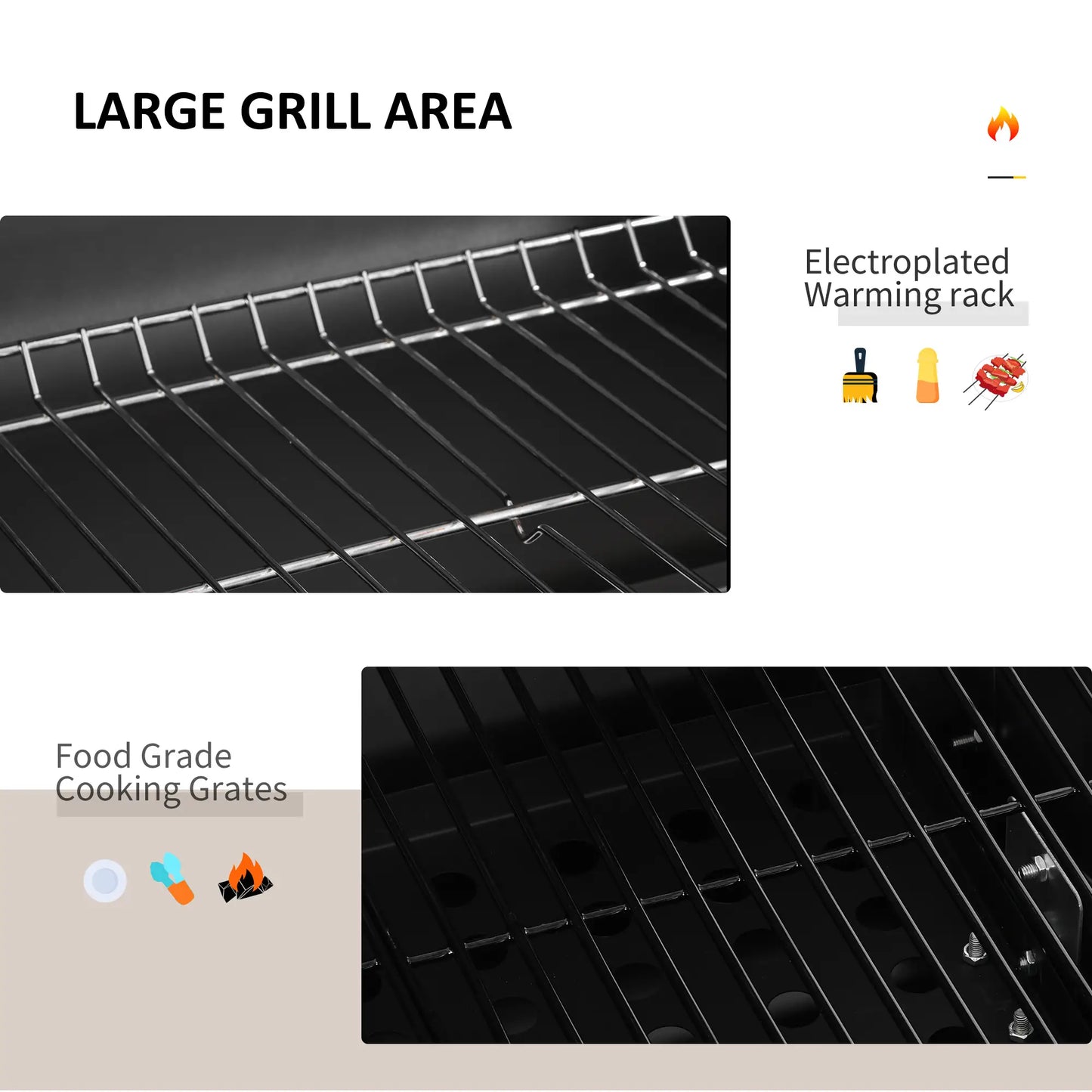 Outsunny Grey Charcoal Grill BBQ
