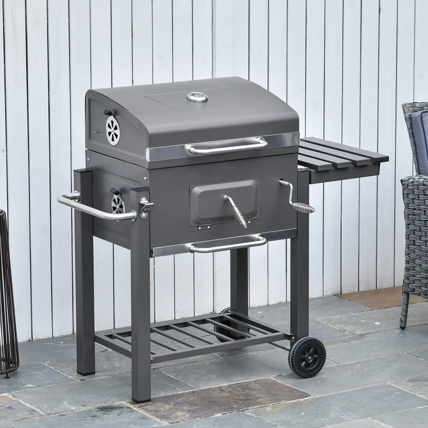 Outsunny Grey Charcoal Grill BBQ