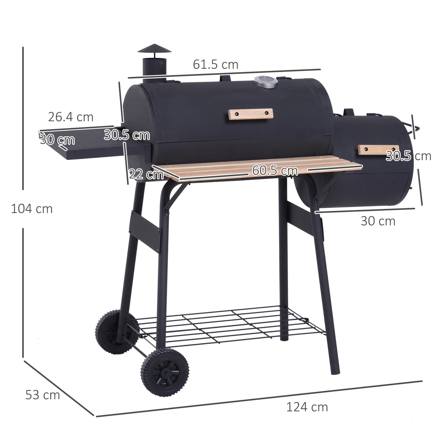 Outsunny Portable Charcoal BBQ Grill and Smoker