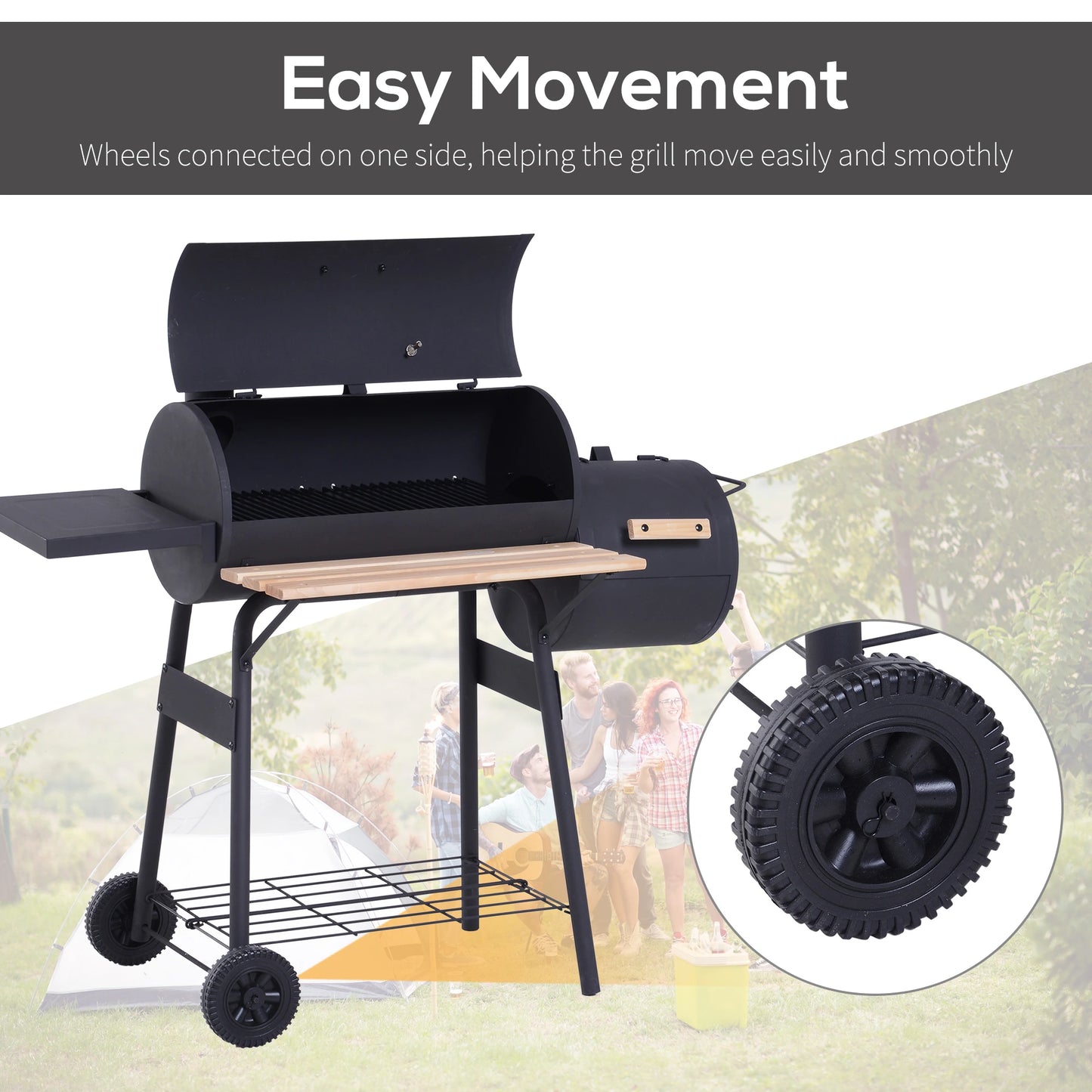 Outsunny Portable Charcoal BBQ Grill and Smoker