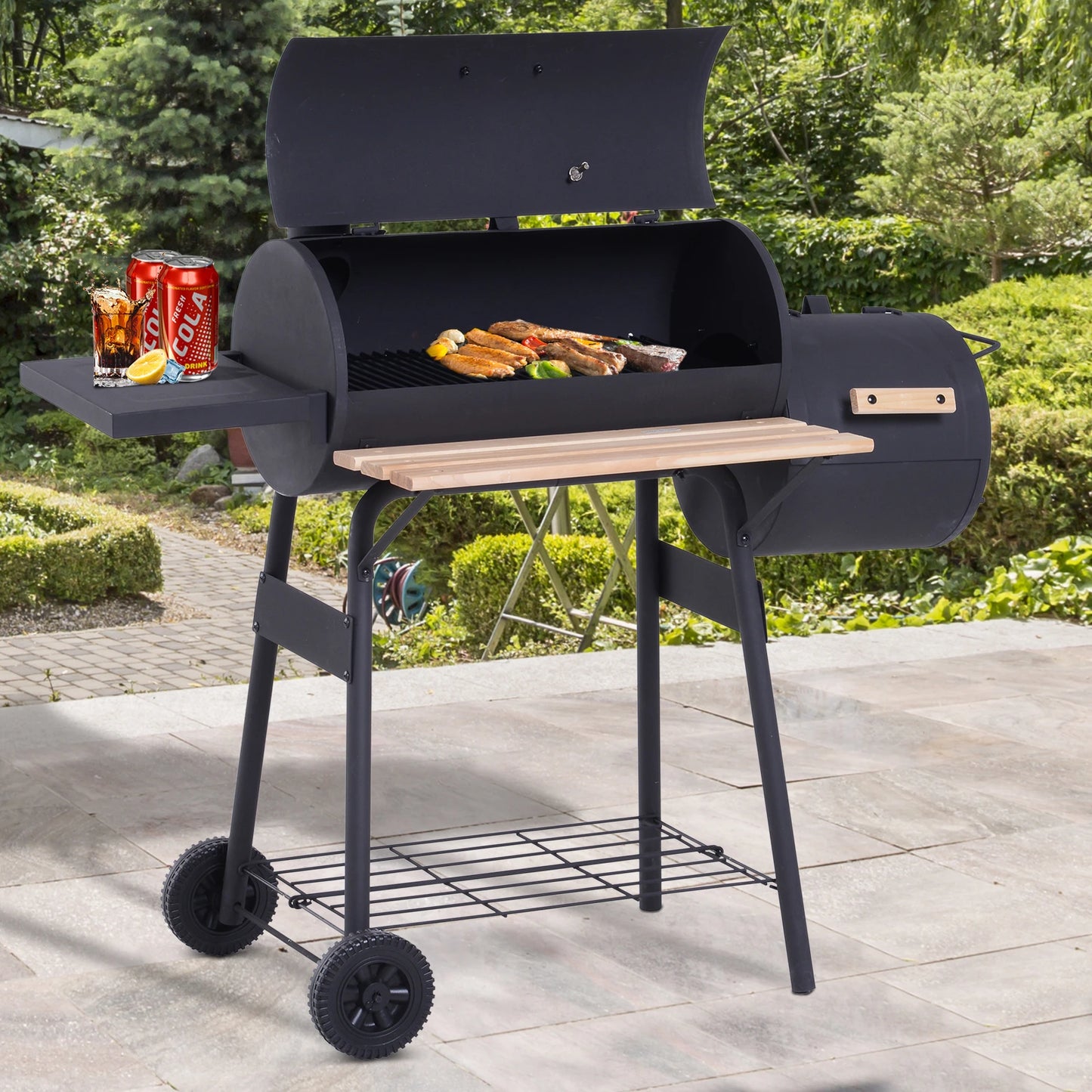 Outsunny Portable Charcoal BBQ Grill and Smoker