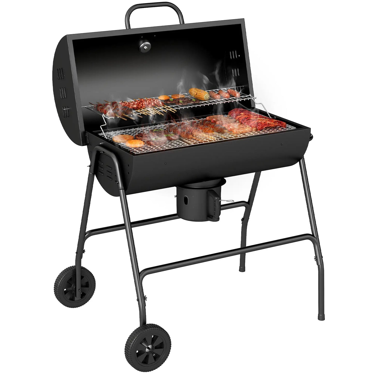 Outsunny Steel Barrel Charcoal BBQ