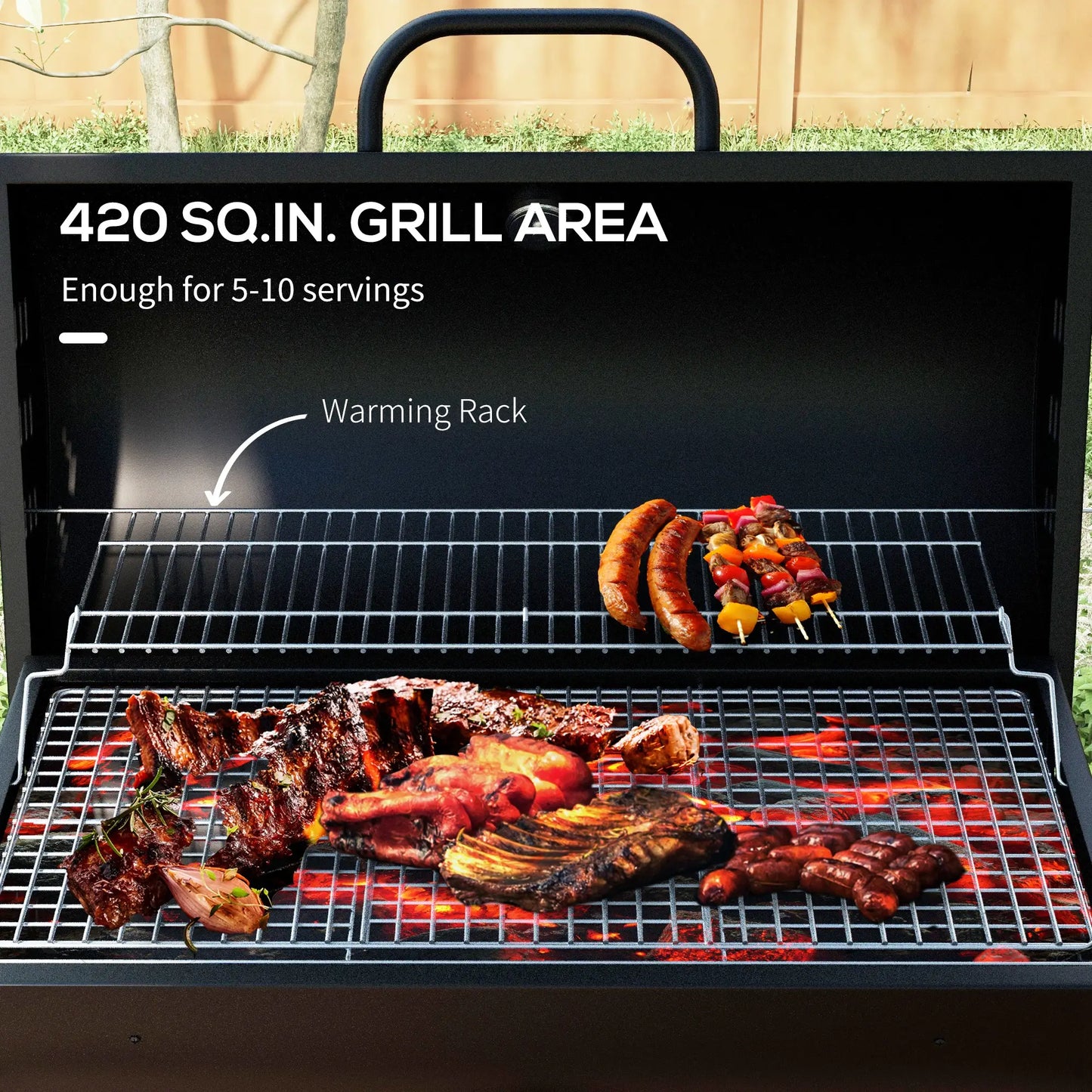 Outsunny Steel Barrel Charcoal BBQ