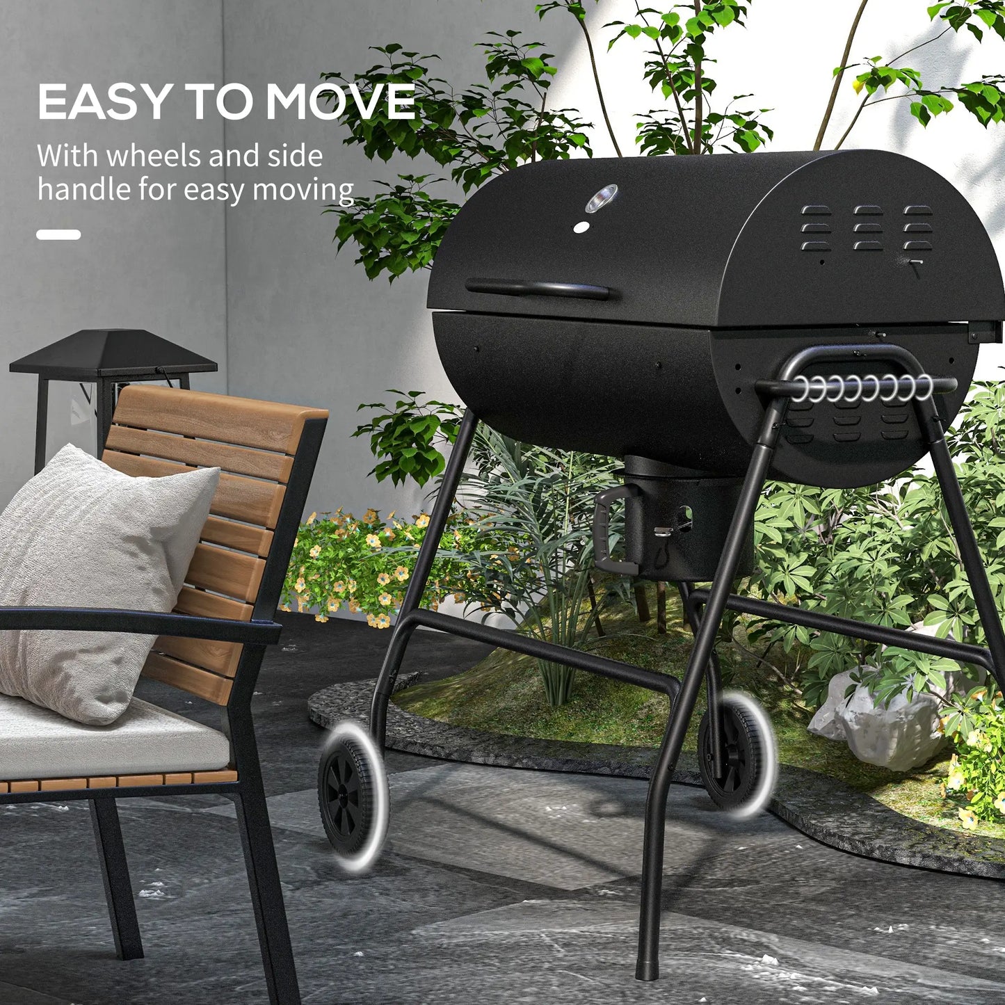 Outsunny Steel Barrel Charcoal BBQ