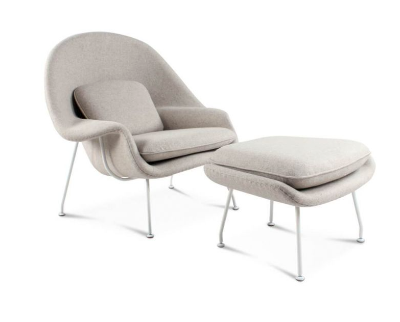 Womb Style Chair & Ottoman In Premium Velvet or Cashmere, Dark Blue| DC Concept