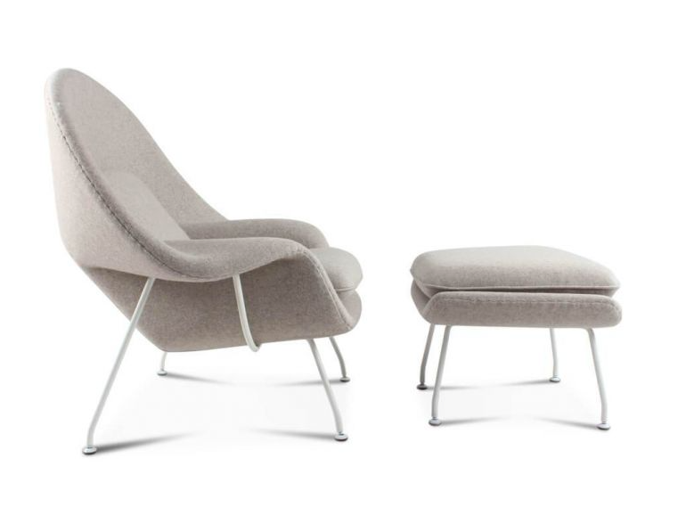 Womb Style Chair & Ottoman In Premium Velvet or Cashmere, Dark Blue| DC Concept