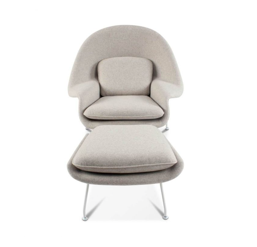 Womb Style Chair & Ottoman In Premium Velvet or Cashmere, Dark Blue| DC Concept