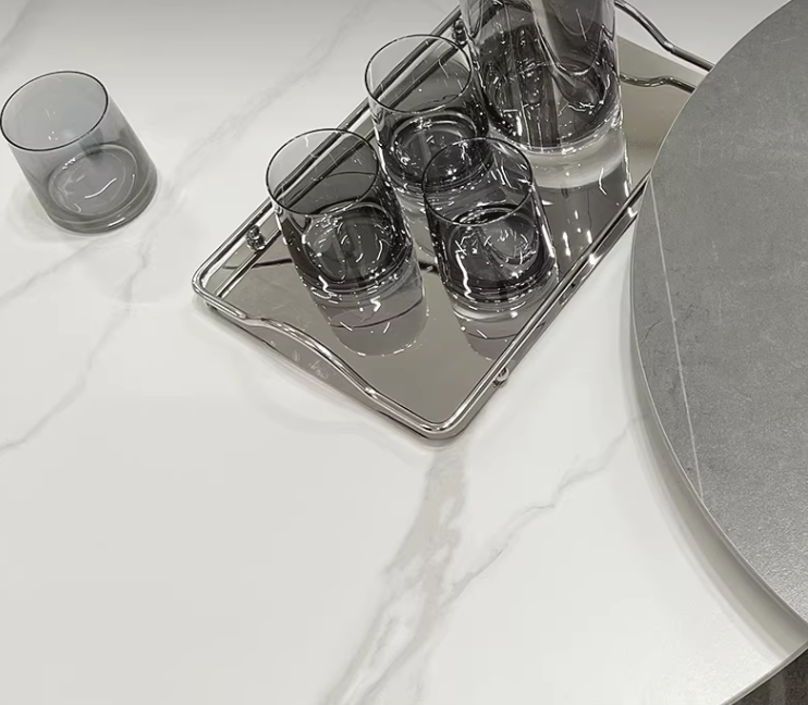 Leonor Nesting Coffee Table, Black And White Stone Top With Solid Wood Base| DC Concept