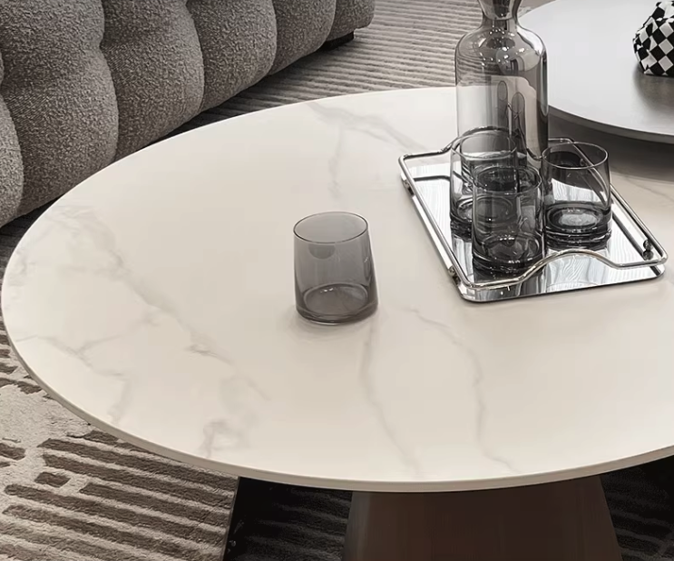 Leonor Nesting Coffee Table, Black And White Stone Top With Solid Wood Base| DC Concept
