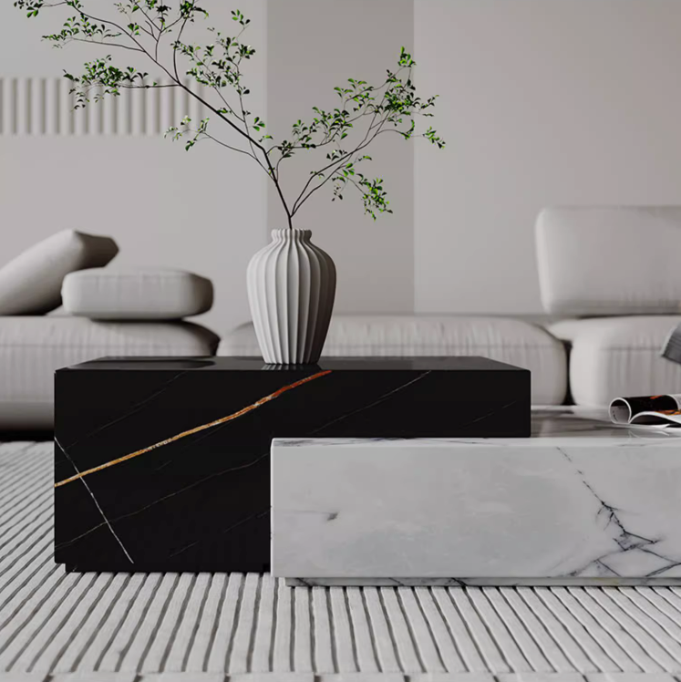 Giuli Marble Coffee Table Set, Stone| DC Concept