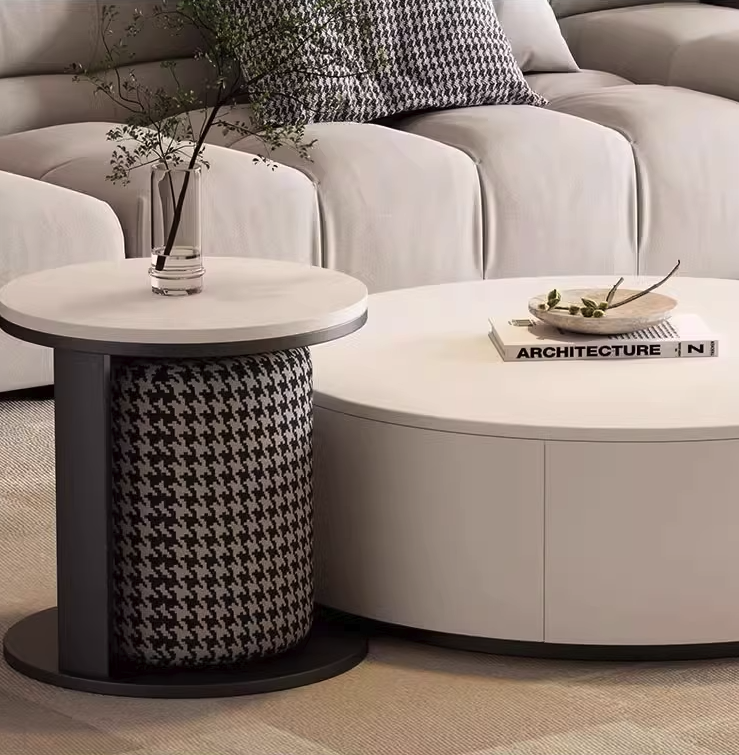 Aria Marble Coffee Table Set, WIth a Mini Stool| DC Concept