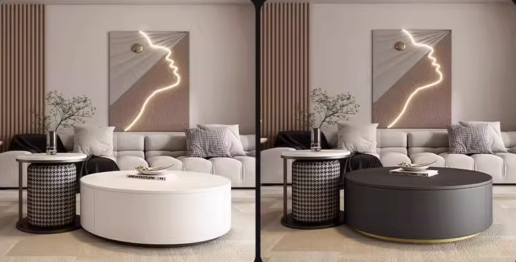 Aria Marble Coffee Table Set, WIth a Mini Stool| DC Concept