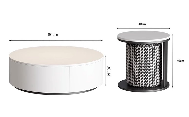Aria Marble Coffee Table Set, WIth a Mini Stool| DC Concept