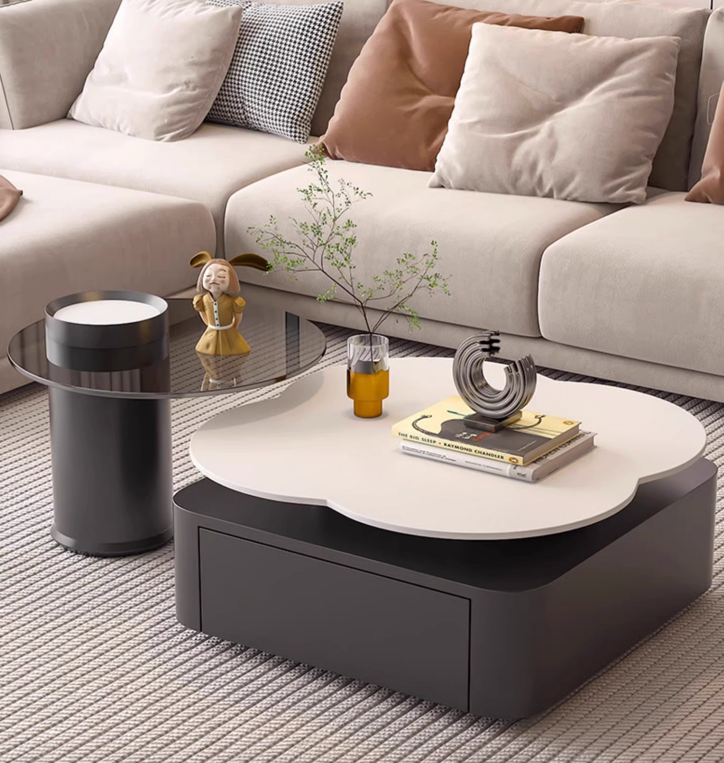 Aroma Flower Nesting Coffee Table, White Top| DC Concept