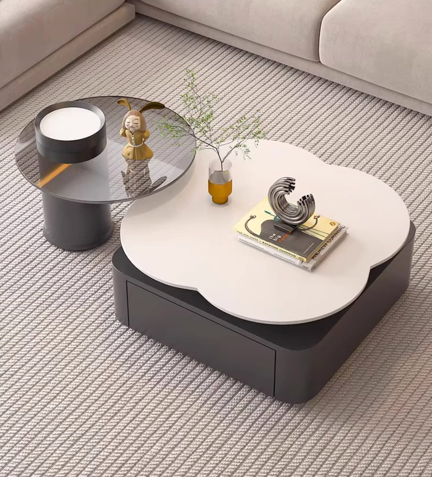 Aroma Flower Nesting Coffee Table, White Top| DC Concept