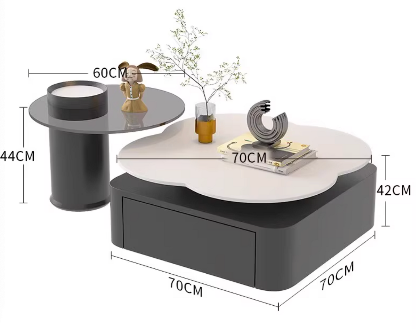 Aroma Flower Nesting Coffee Table, White Top| DC Concept