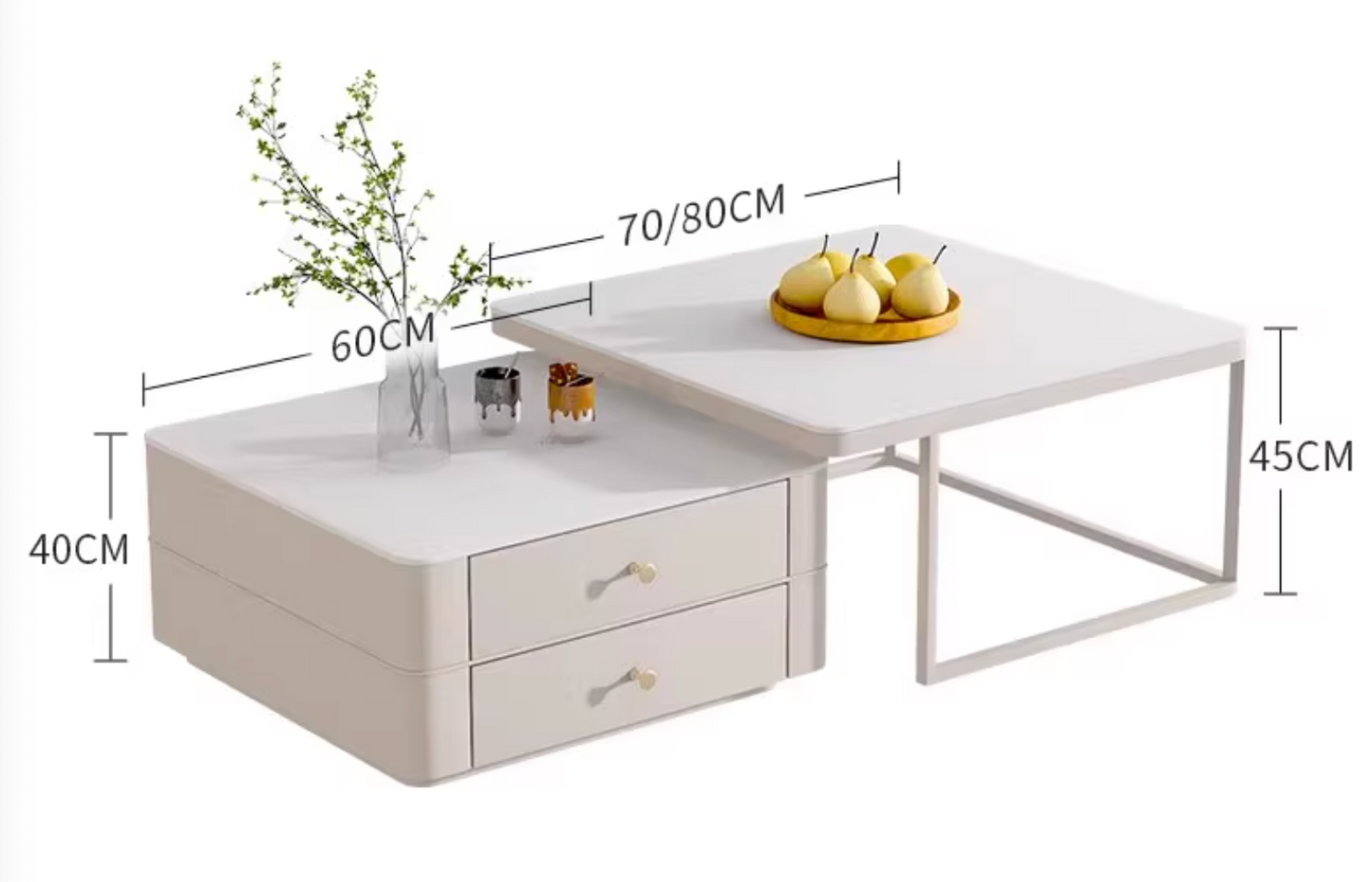 Eclipse Nesting Coffee Table SEt, White| DC Concept