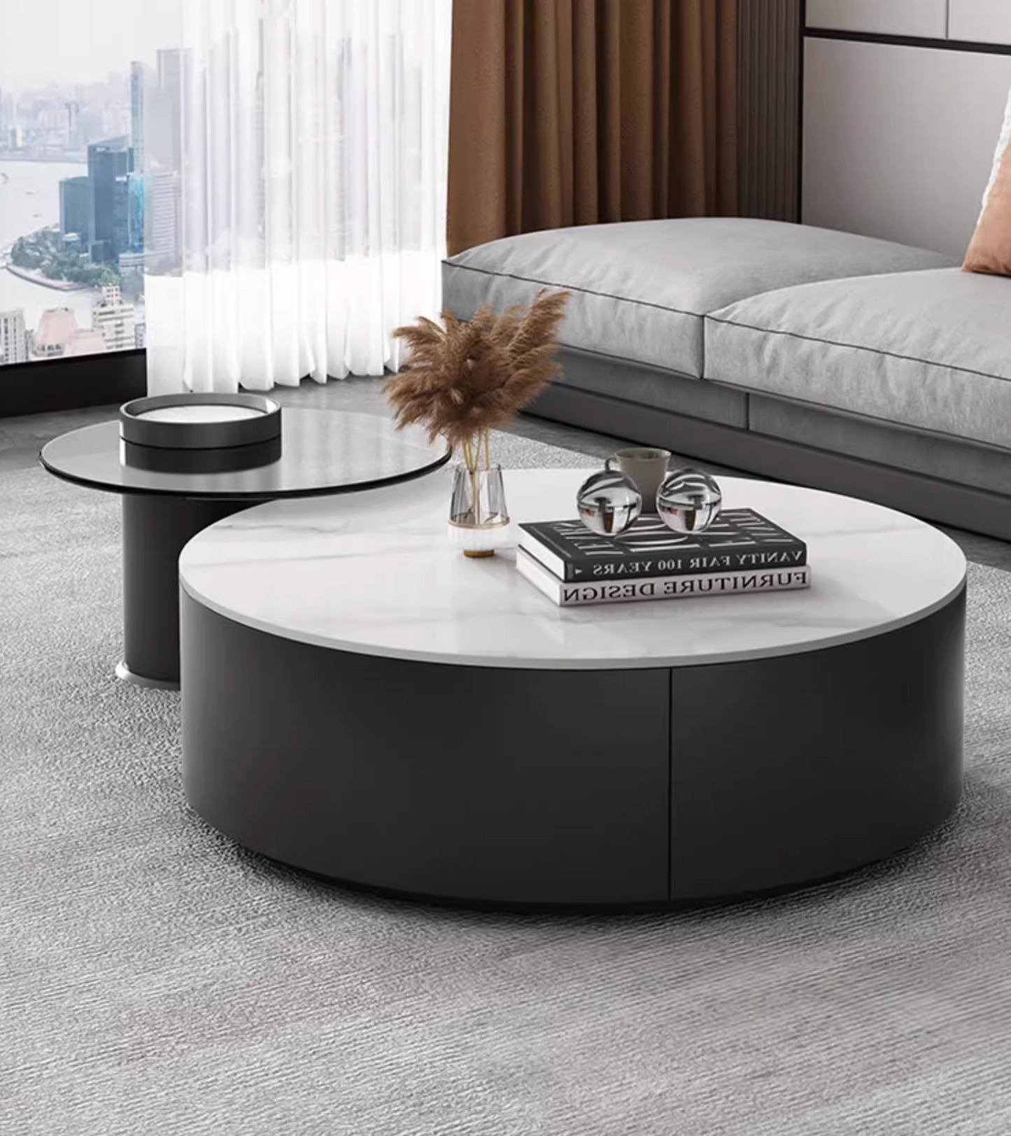 Mosaic Round Nesting Coffee Table Set With Seat Pad| DC Concept