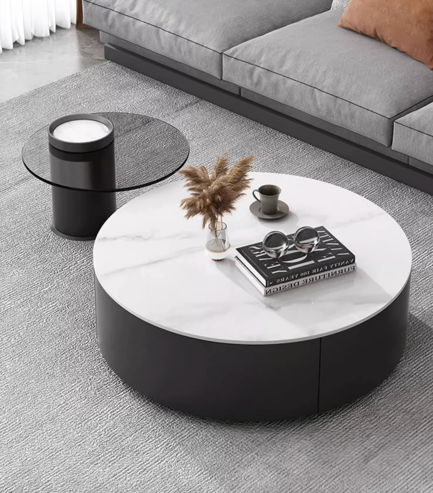 Mosaic Round Nesting Coffee Table Set With Seat Pad| DC Concept