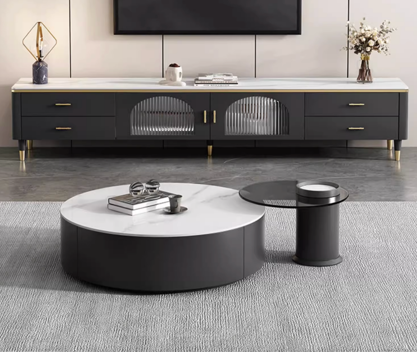 Mosaic Round Nesting Coffee Table Set With Seat Pad| DC Concept