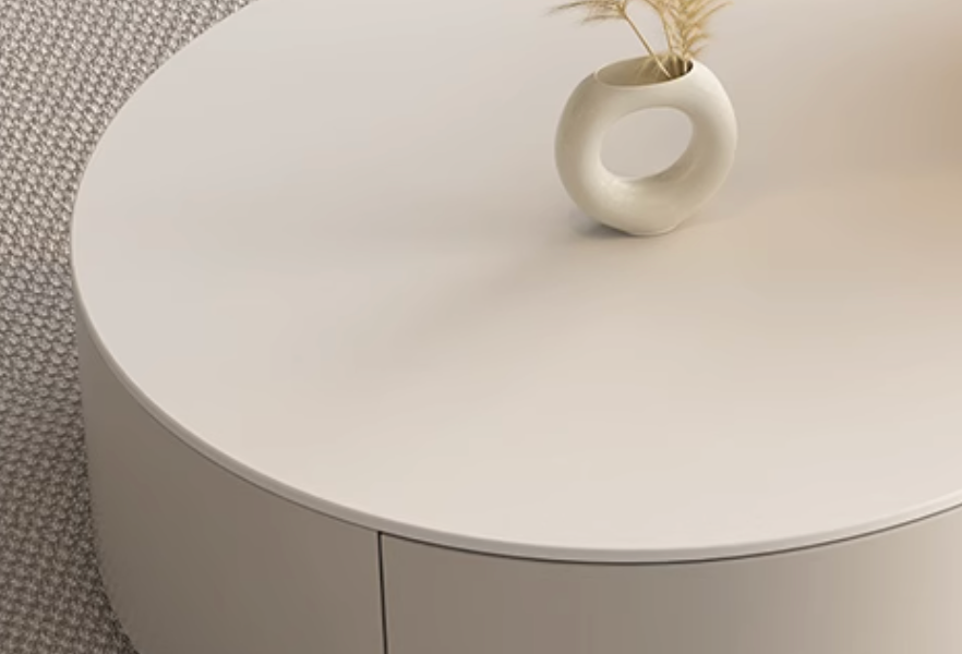 Riviera Round Nesting Coffee Table Set With Seat Pad, White| DC Concept
