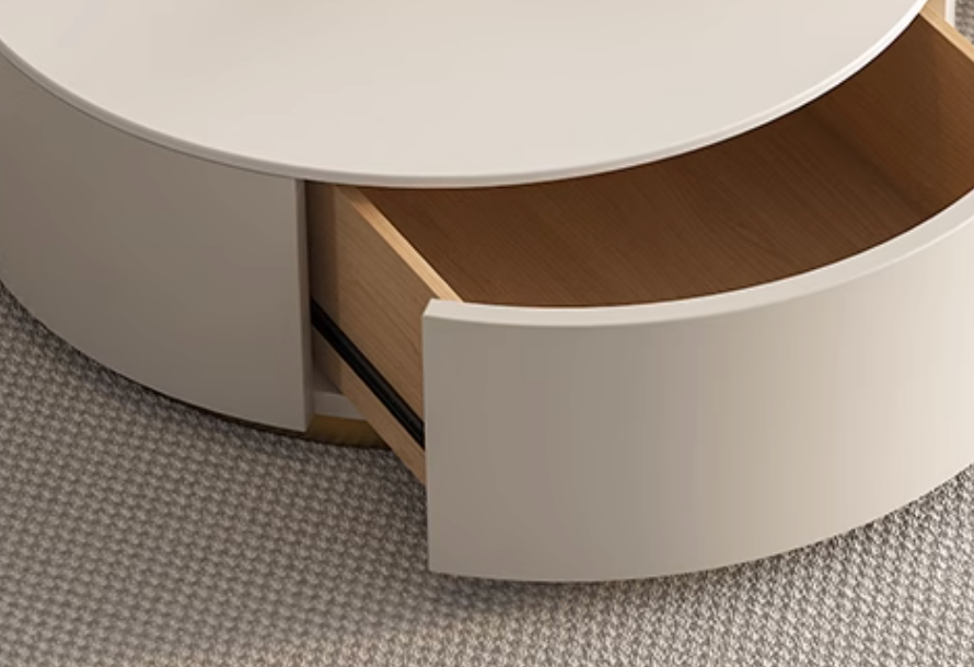 Riviera Round Nesting Coffee Table Set With Seat Pad, White| DC Concept