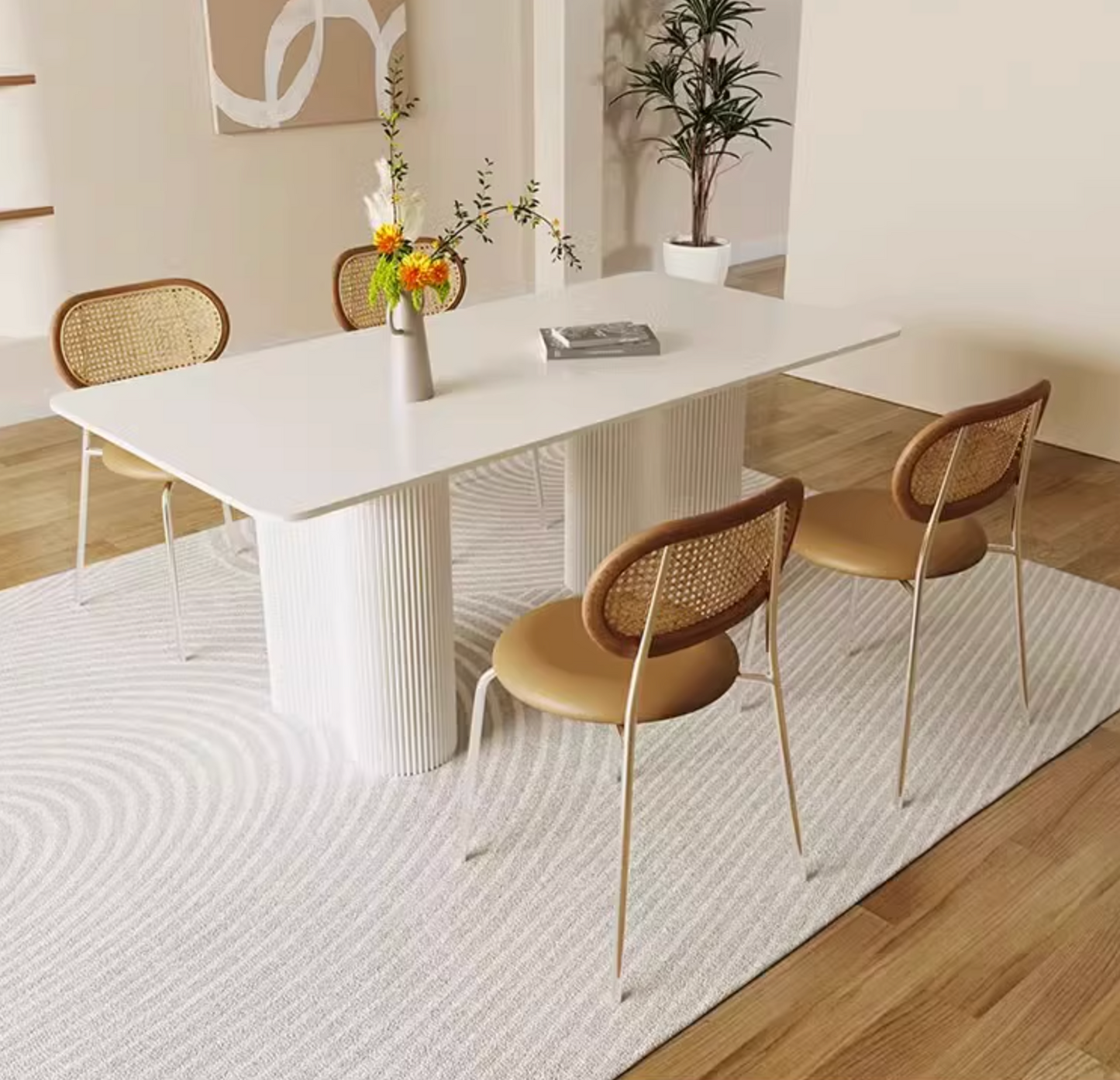 Aiden White Dining Table, Sintered Stone| DC Concept