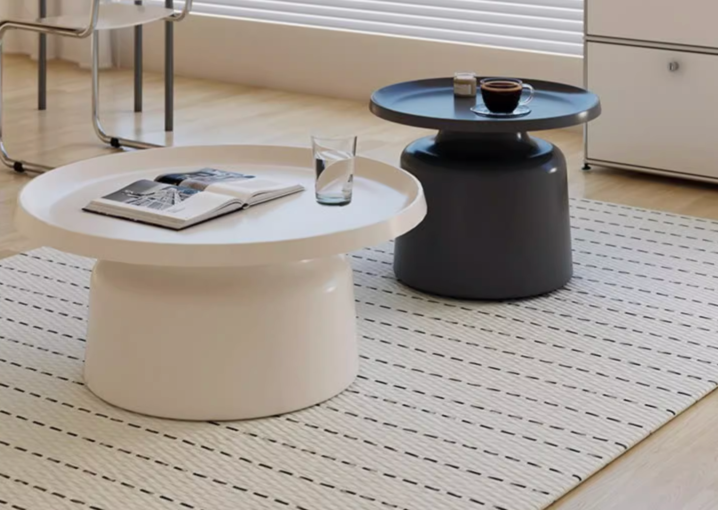 Lucas Coffee Table Set, White & Black| DC Concept