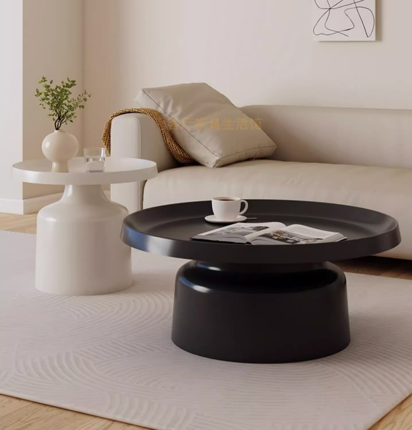 Lucas Coffee Table Set, White & Black| DC Concept