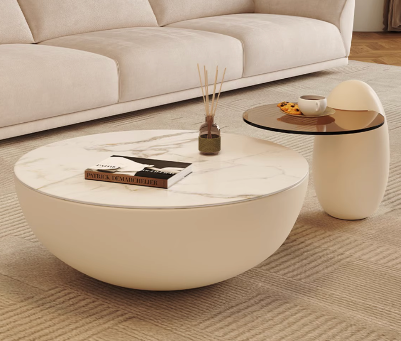 Oliver Marble Coffee Table, White| DC Concept