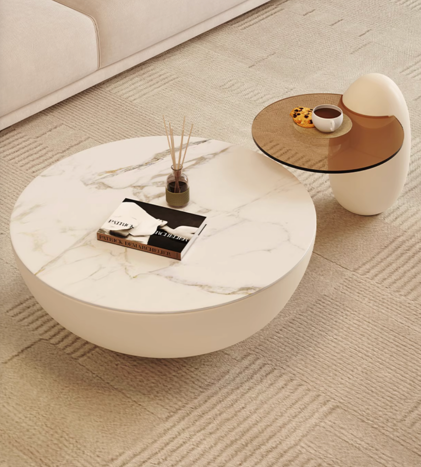 Oliver Marble Coffee Table, White| DC Concept