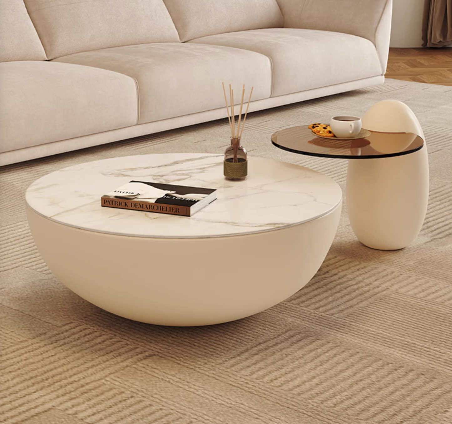 Oliver Marble Coffee Table, White| DC Concept
