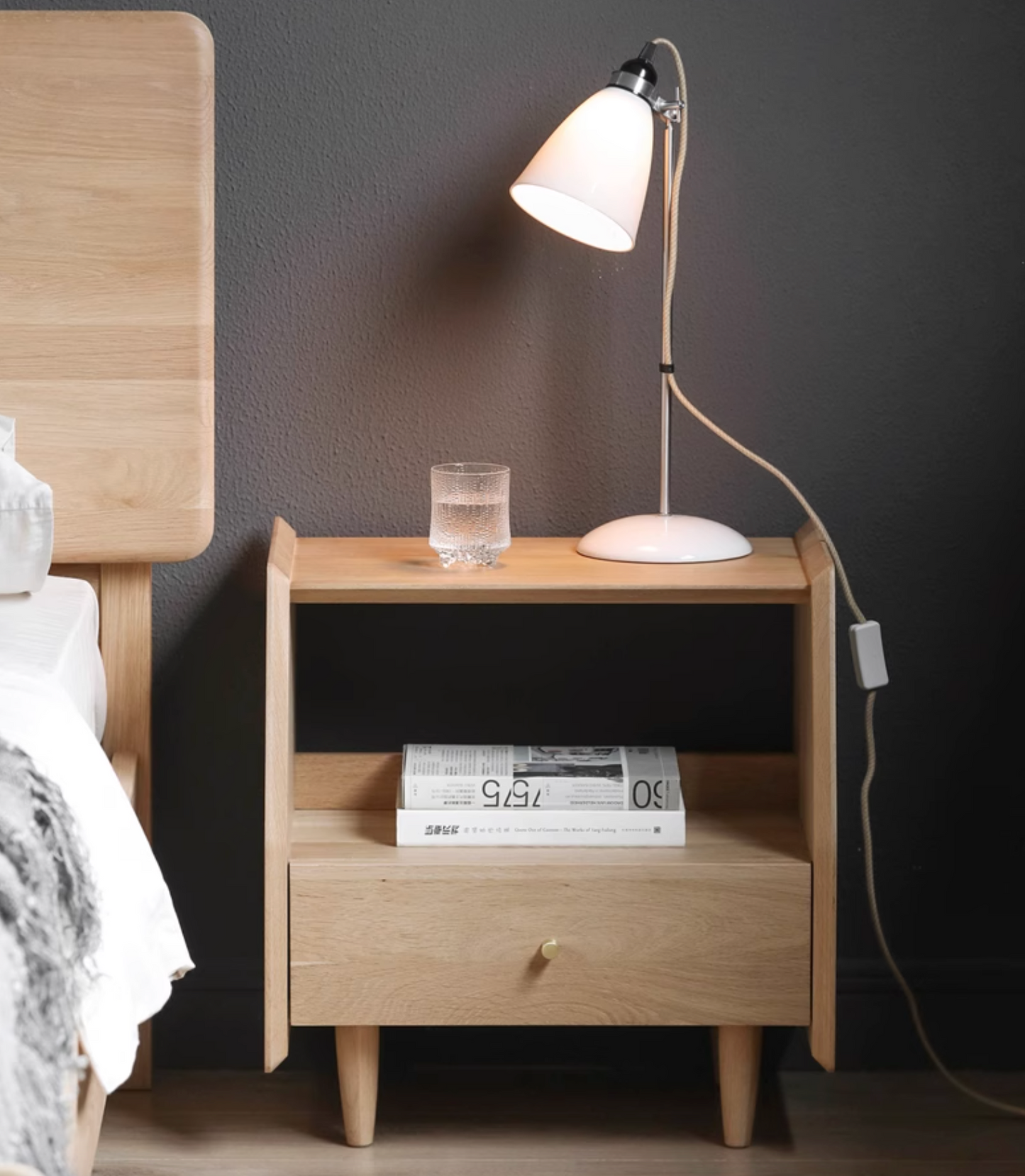Devin Bedside Table, Solid Wood| DC Concept