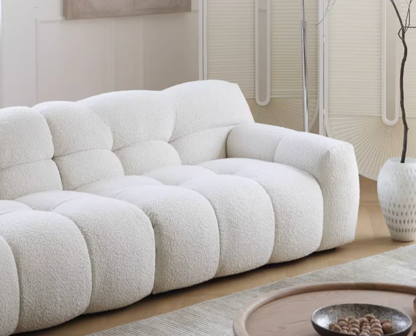 Cora Candy Three Seater Sofa, White| DC Concept