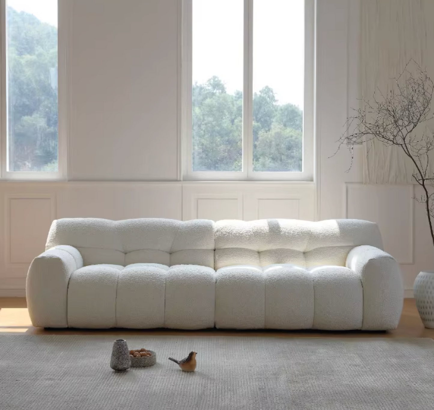 Cora Candy Three Seater Sofa, White| DC Concept