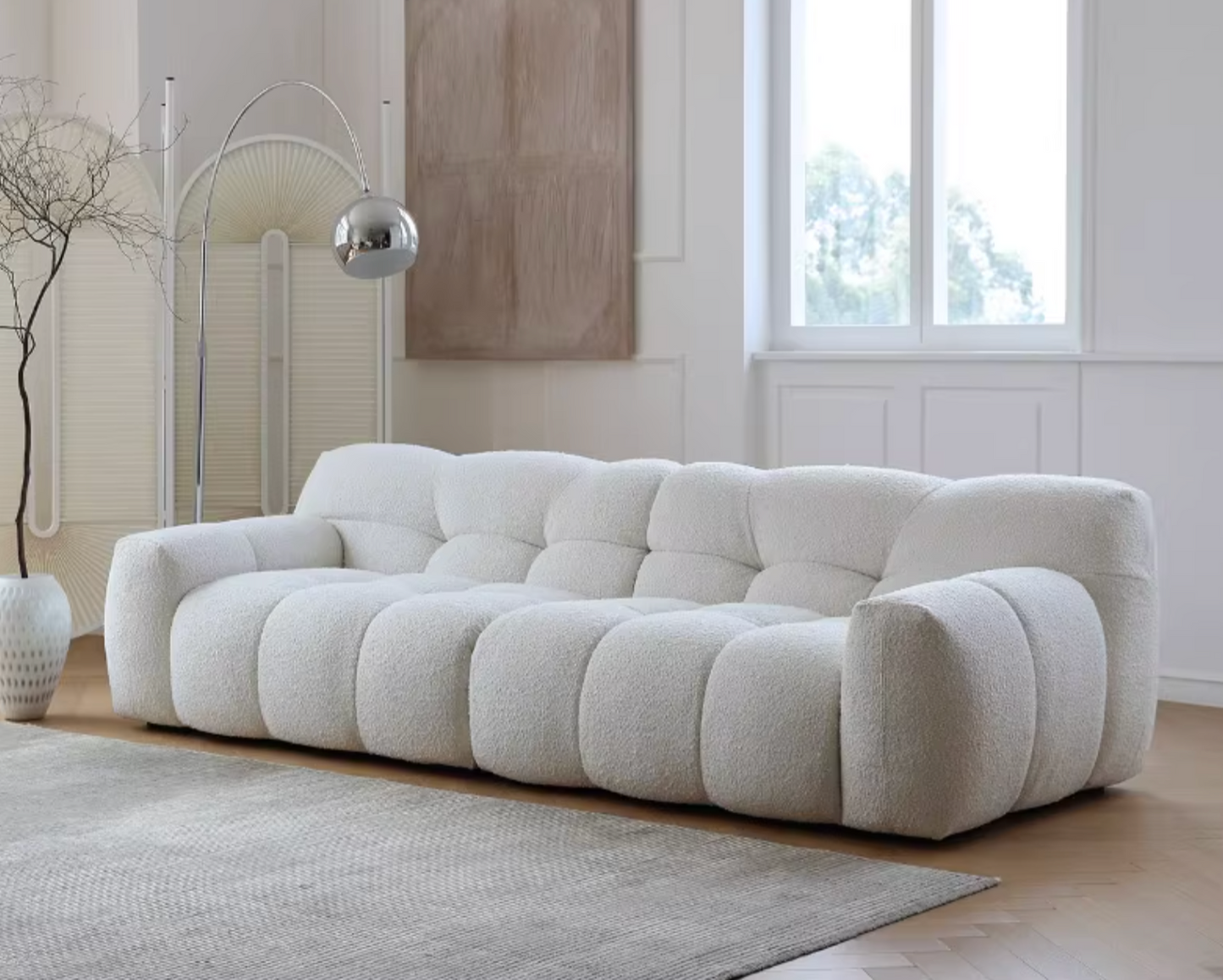 Cora Candy Three Seater Sofa, White| DC Concept