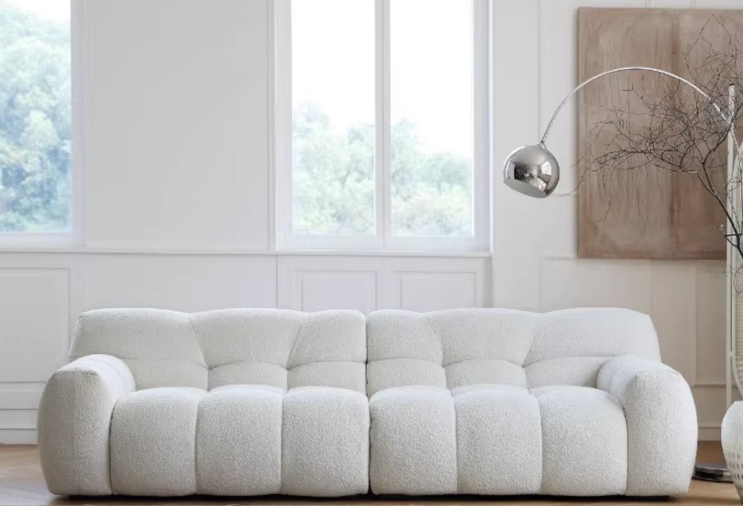 Cora Candy Three Seater Sofa, White| DC Concept
